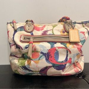Multicolor Y2K style 2010 Coach 23372
With Custom Whimsical Crocheted Handle